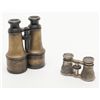 Image 1 : Lot of 2 pair of old binoculars; one is of Civil  War vintage, approx. 7” in length with a brass  bo
