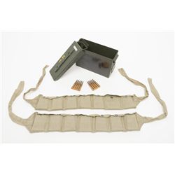 Lot of 140 rounds of 8mm Turkish military ammo in  two canvas bandoleers.  Each bandoleer includes