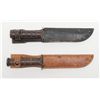 Image 1 : Lot of 2 KA-BAR style knives with leather sheaths,  one marked “US UTICACUTCO” with black leather  s
