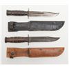 Image 2 : Lot of 2 KA-BAR style knives with leather sheaths,  one marked “US UTICACUTCO” with black leather  s