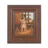 Image 1 : Beautifully framed oil painting on canvas of a  kitten in a garden setting, approx. 16” x 14”  overa