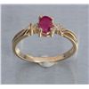 Image 1 : One 14 k yellow gold ring set with oval ruby and  diamonds.  Est.:  $150 - $200