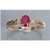 Image 2 : One 14 k yellow gold ring set with oval ruby and  diamonds.  Est.:  $150 - $200