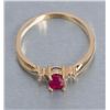 Image 3 : One 14 k yellow gold ring set with oval ruby and  diamonds.  Est.:  $150 - $200