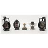 Image 1 : Lot of 4 old Railroad lanterns and a partial roll  of printing string.  Est.:  $100-$200.
