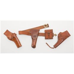 Lot of 3 leather holsters including a police style  El Paso Saddlery maker holster, a U.S. flap  hol
