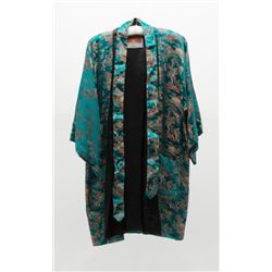 Two beautiful embroidered silk kimonos, one black,  one blue/green; both in very good condition.