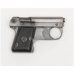 German WW I era single shot pinfire gas pistol,  blue finish, checkered black plastic grips in  over