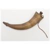 Image 1 : Powder Horn with wooden base.  The powder horn is  in overall good condition showing age with a  woo