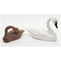 Carved wood swans; 1 painted.   Est.:   $100-$300.