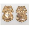 Image 1 : Lot of two badges, one a U. S. Marshal shield type  badge with spread eagle at top and wreath  encir