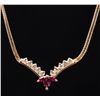 Image 2 : One ruby and diamond necklace containing 3 marquee  rubies and 10 diamonds weighing approx 0.40ct.