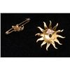 Image 4 : One beautiful Victorian brooch and pin set in 14 k  yellow gold set with real pearls and a garnet.