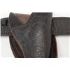 Image 3 : Great tooled leather holster and basket weave  cartridge belt for a 5-1/2” SAA, both marked  “RATON