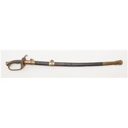 U.S. Model 1850 officer’s sword with original  scabbard in good condition showing etched blade  mark