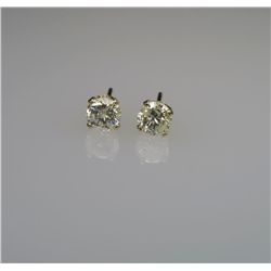 Radiant Round Brilliant cut Diamond Stud Earrings  weighing approx. 0.90 carats with H-I colors and