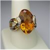 Image 1 : Striking Fantasy cut Citrine and Multi-Gem Ring  approx. 11.25 carat Citrine with checkerboard cut