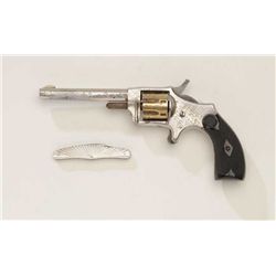 Antique Hopkins & Allen “Czar” Model spur trigger  revolver, #7538, cased with little pearl scaled