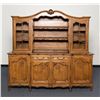 Image 1 : Beautiful heavy two-piece carved oak hutch,  approx. 86” wide x 75-1/2” tall x 21-1/2” deep in  over