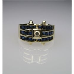 Sophisticated Cobalt Blue Sapphire and Diamond  Ring with 28 channel set princess cut Sapphires  wei