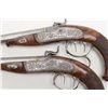 Image 8 : Cased pair of fine Muller  Gyorott dueling/target  pistols signed on the barrel and locks. The pair