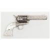 Image 1 : Period engraved Colt Civilian Model SAA revolver,  .45 cal., 4-3/4” barrel, nickel finish, pearl  gr