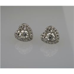 Irresistible Pair of Fine Quality Heart Shaped  Diamond Earrings with 36 round cut Diamonds  weighin