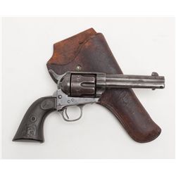 Colt SAA revolver, .45 cal., 4-3/4” barrel, blue  and case hardened finish, checkered hard rubber  e