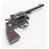 Image 8 : Colt Officer’s Model DA revolver, .22LR cal., 6”  round barrel, blue finish, checkered wood  medalli