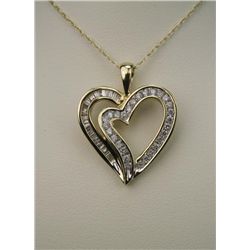 Contemporary Heart shaped Diamond Pendant fine set  with 54 round and baguette cut Diamonds weighing