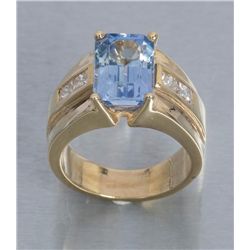 One exceptional cornflower blue emerald cut  sapphire weighing approx 7ct in a 14k setting and  4 pr