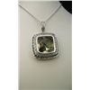 Image 1 : Stylish Square Green Quartz, Fine Green Tourmaline  and Diamond Pendant set with checkerboard cut  g