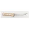 Image 3 : 20th century dagger in carved bone body mounted  with silver and hammered brass. Simulated damascus