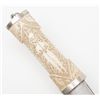 Image 5 : 20th century dagger in carved bone body mounted  with silver and hammered brass. Simulated damascus