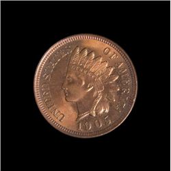 Lot of 4 coins including a nice 1905 Indian Head  Cent in about Gem BU condition; an 1884 Indian  He