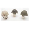 Image 1 : Lot of 3 U.S. helmets, 2 with covers, all 3 with  liners; 1 Marine Corps. from WWI-WWII.   Est.:   $