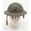 Image 2 : Lot of 3 U.S. helmets, 2 with covers, all 3 with  liners; 1 Marine Corps. from WWI-WWII.   Est.:   $