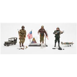 Lot of GI style Joes including a paratrooper, a  German soldier, a General Custer and a General  Pat