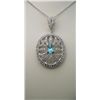 Image 1 : Beautiful Teal Blue Paraiba Tourmaline and Diamond  Pendant with oval Tourmaline accented by 32 roun