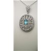 Image 2 : Beautiful Teal Blue Paraiba Tourmaline and Diamond  Pendant with oval Tourmaline accented by 32 roun