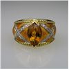 Image 3 : Dramatic Citrine and Diamond Ring with Enameling  Citrine weight approx. 3.00 carats with 32 round