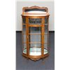 Image 1 : Carved oak with leaded and beveled glass curio  cabinet including bowed front; approx. 65” tall by