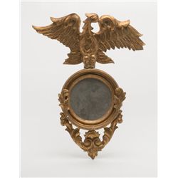 Federal-style eagle top mirror, plaster or jesso  over wood; old silver process with spotting on  mi