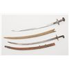 Image 3 : Lot of 2 Mid-Eastern style blades with scabbards;  first, one approx. 34” overall with small brass