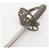 Image 5 : European sword and metal scabbard with etched  blade approx. 31-1/4” long, brass guard with crown  o