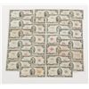 Image 1 : Lot of 25 old U.S. $2.00 bills with red seals  dated 1928, 1953 and 1963, various conditions.   Est.