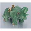 Image 1 : 14K gold mounted jade elephant netsuke size with  jeweled eyes circa 1950s to 60s. Can be worn as a