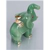 Image 2 : 14K gold mounted jade elephant netsuke size with  jeweled eyes circa 1950s to 60s. Can be worn as a