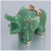 Image 3 : 14K gold mounted jade elephant netsuke size with  jeweled eyes circa 1950s to 60s. Can be worn as a