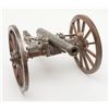 Image 1 : Finely constructed example of a mid-1800’s field  cannon on wooden carriage, approx. 27” long, 17”